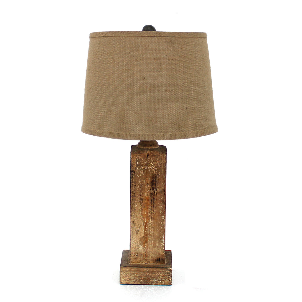 5.5 X 5.5 X 27 Brown Rustic With Round Linen Shade - Table Lamp - 99fab 