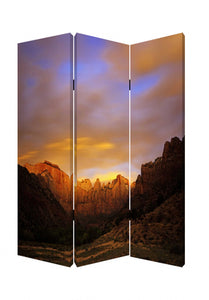 1 X 48 X 72 Multi Color Wood Canvas Desert  Screen