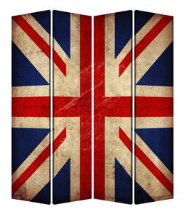 1 X 84 X 84 Multi Color Wood Canvas Union Jack  Screen