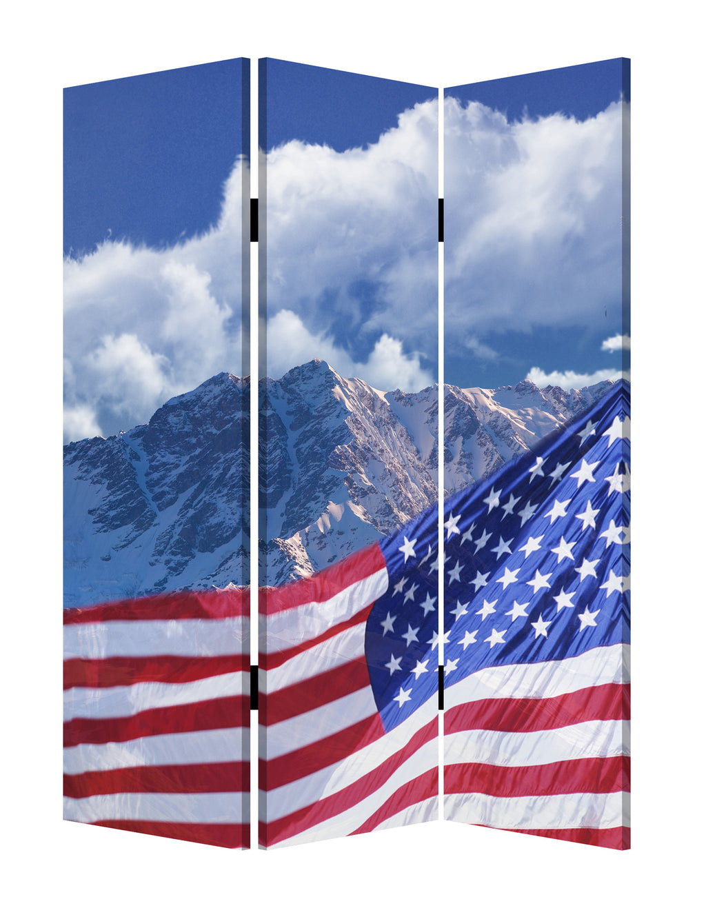 1 X 48 X 72 Multi Color Wood Canvas Model American Flag  Screen - 99fab 