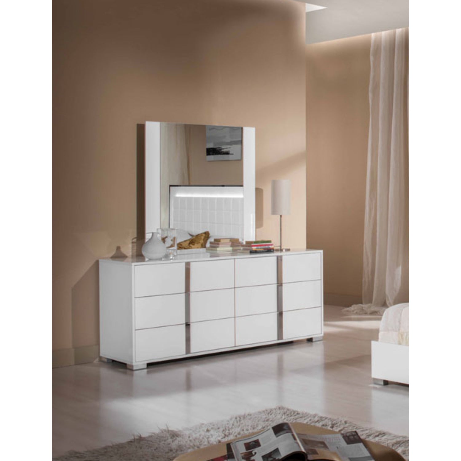 Minimalist White 6 Drawer Dresser