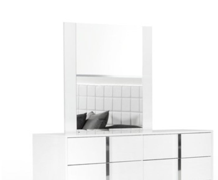 41" White Mdf  Glass  And Veneer Mirror