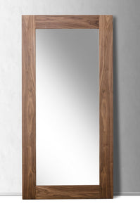 79" Walnut Mdf  Veneer  And Glass Mirror