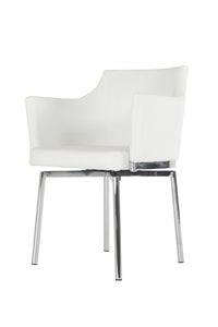 32" White Leatherette And Steel Dining Chair