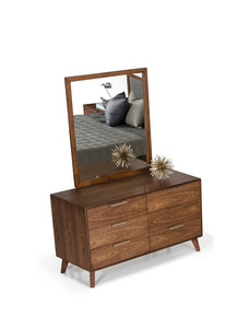 51" Walnut Modern Double Dresser Dresser