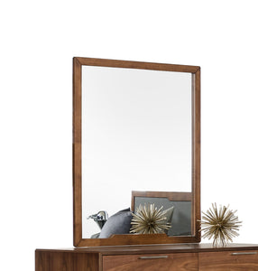 40" Walnut Mdf  Veneer  And Glass Mirror