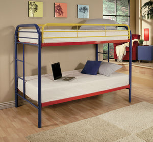 78" X 41" X 60" Twin Over Twin Rainbow Metal Tube Bunk Bed