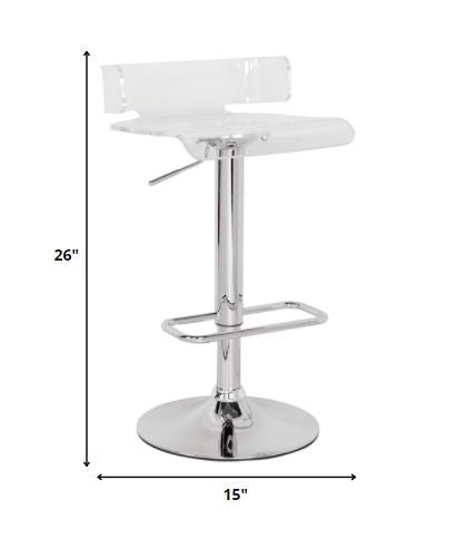 Clear And Chrome Swivel Adjustable Bar Stool - 99fab 