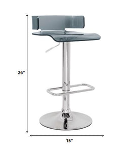 26" Black And Silver Stainless Steel Low Back Counter Height Bar Chair With Footrest