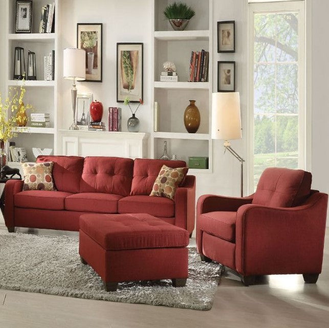 84' X 31' X 35' Red Linen Sofa With 2 Pillows - 99fab 