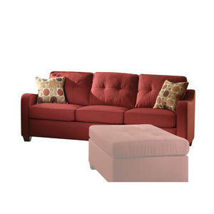 84' X 31' X 35' Red Linen Sofa With 2 Pillows