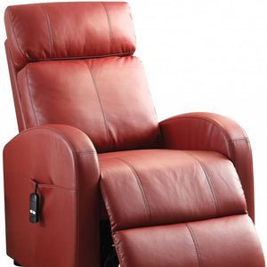 Faux Leather Power Motion Lift Recliner In Red