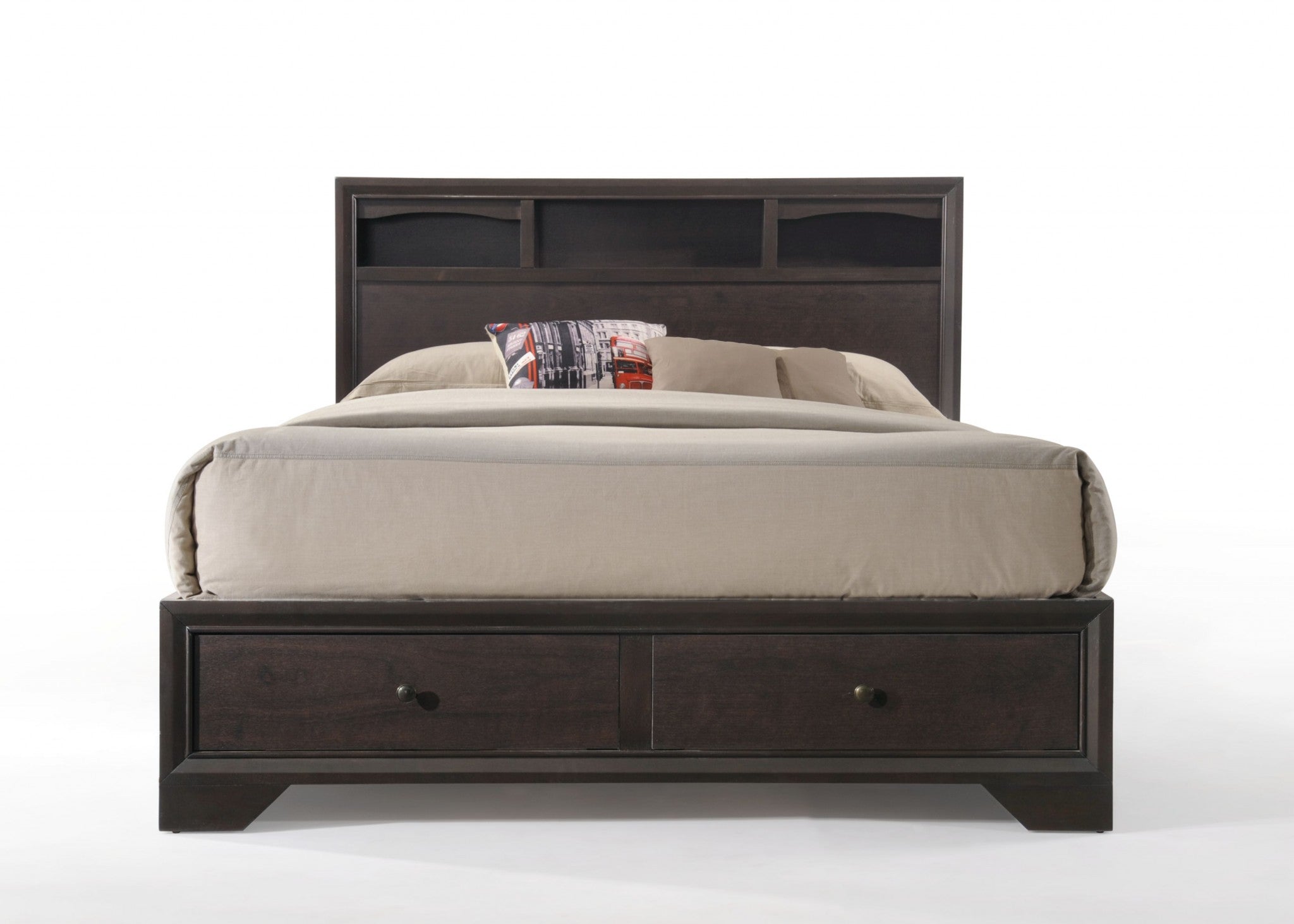 Rich Espresso Finish Queen Bed With Storage