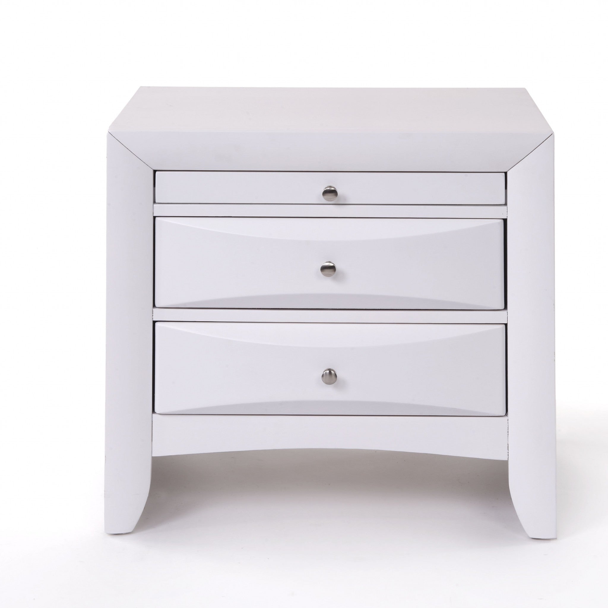 Elegant White 3 Drawer Nightstand