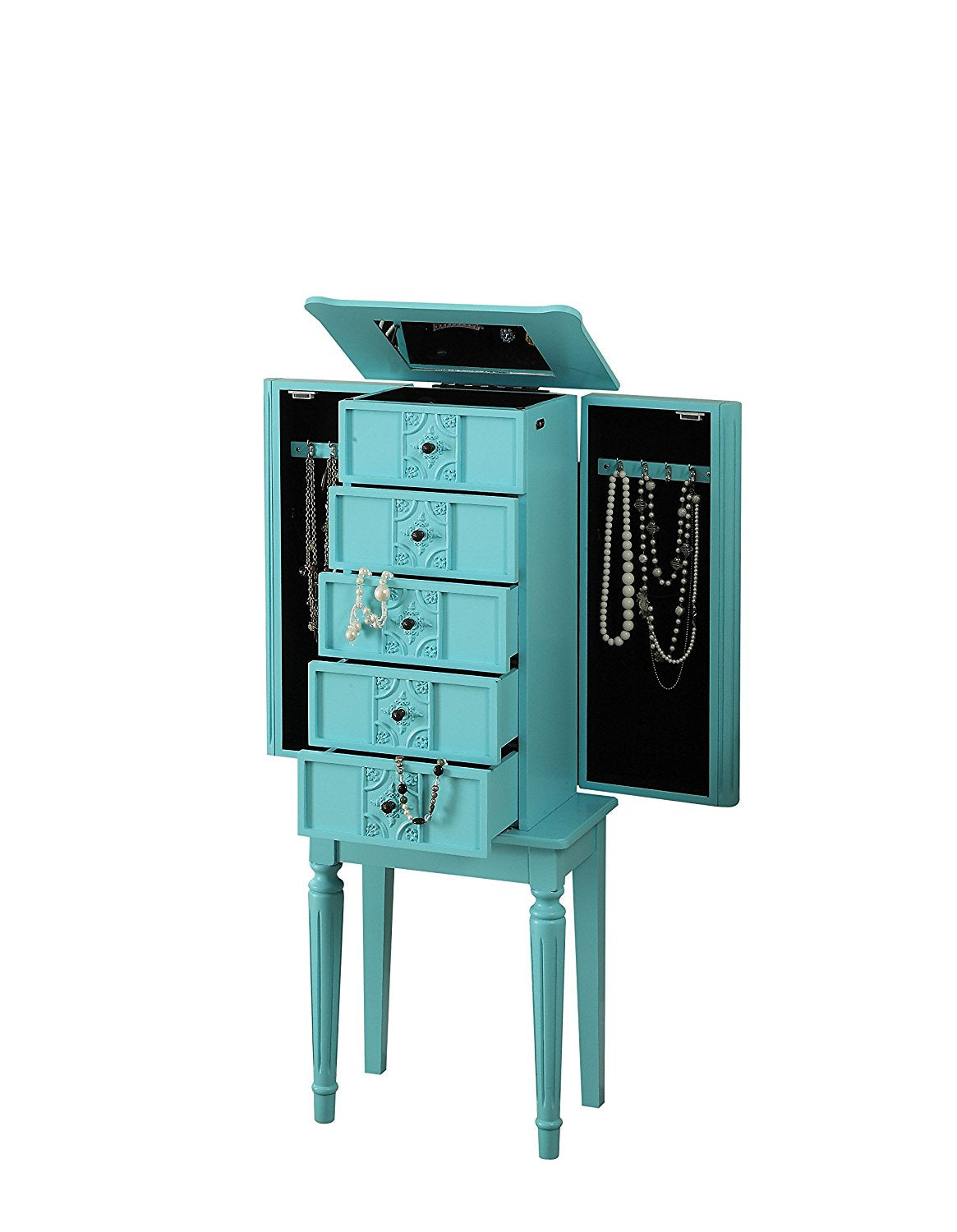 40" Light Blue 5 Mirrored Nightstand