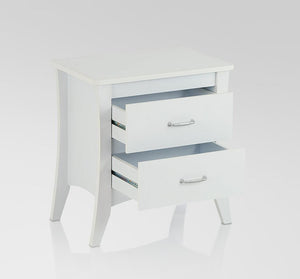 25" White Two Drawers Nightstand