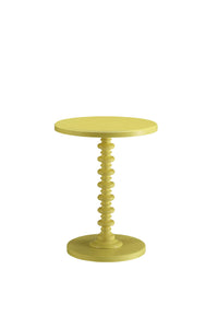 22" Yellow Solid Wood Round End Table