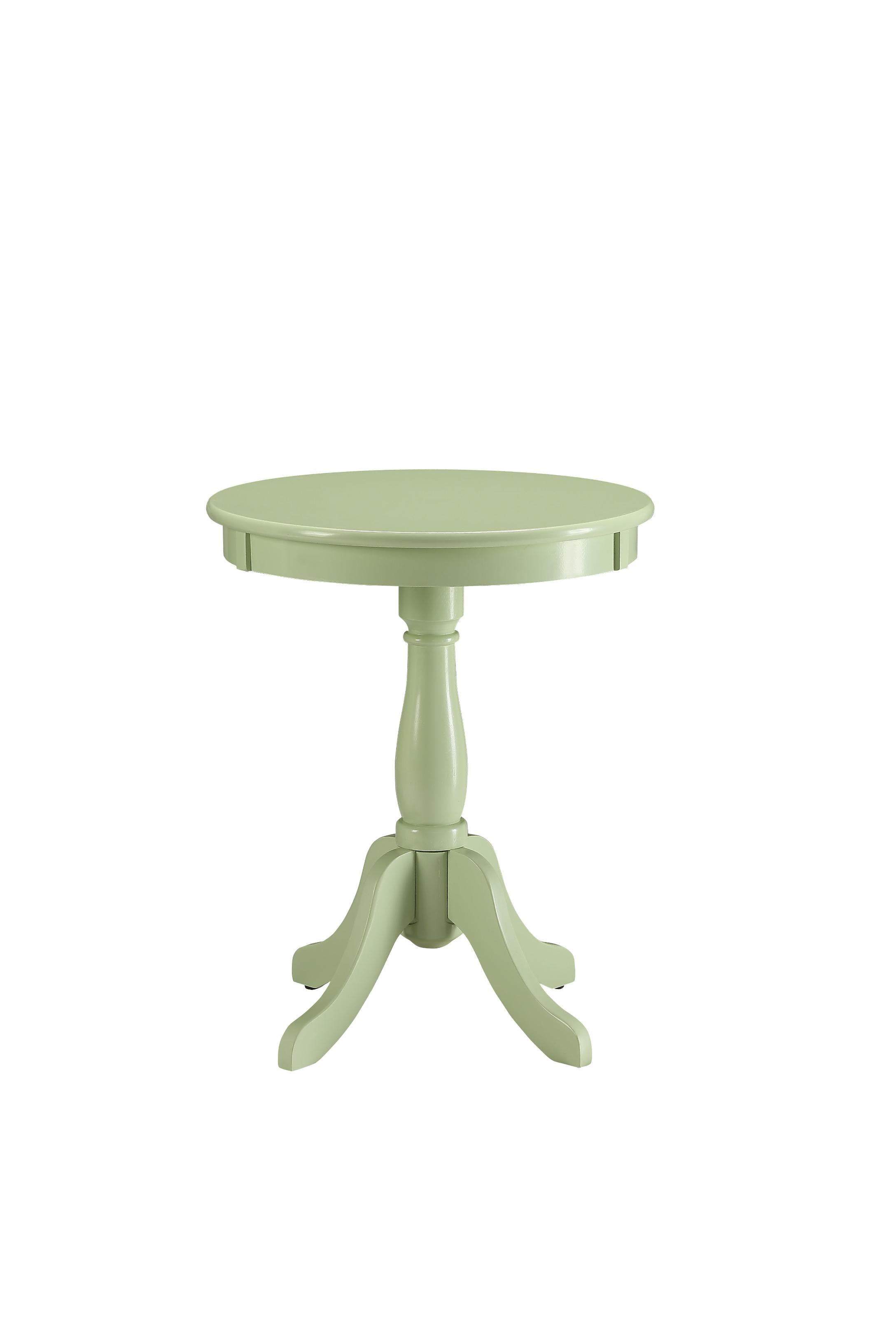 Light Green Solid Wooden Pedestal Side Table