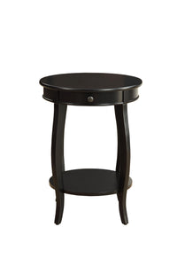 18" Brown Solid Wood Round End Table With Shelf