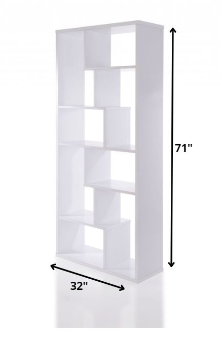 71" Brown And Black Nine Tier Etagere Bookcase