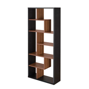 71" Brown And Black Nine Tier Etagere Bookcase