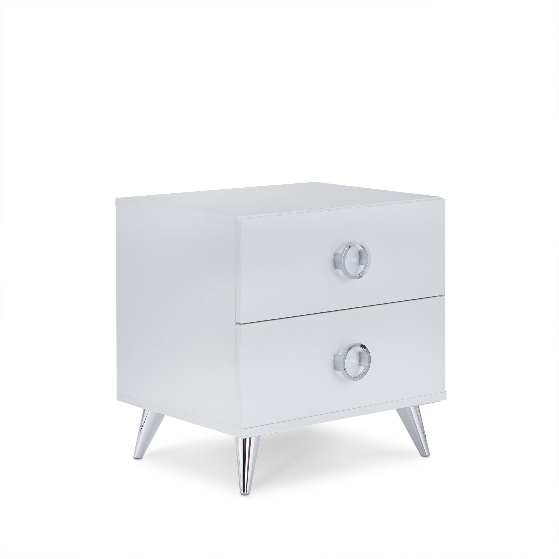 20" White Two Drawers Nightstand