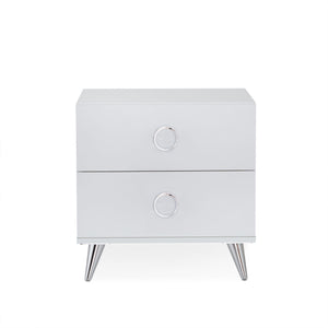 20" White Two Drawers Nightstand