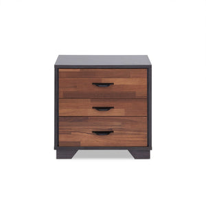 19" Espresso Three Drawers Nightstand