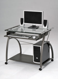 32" Clear Glass Mirrored Rectangular Computer Desk