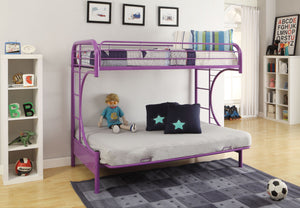 78" X 41" X 65" Twin Over Full Purple Metal Tube Futon Bunk Bed