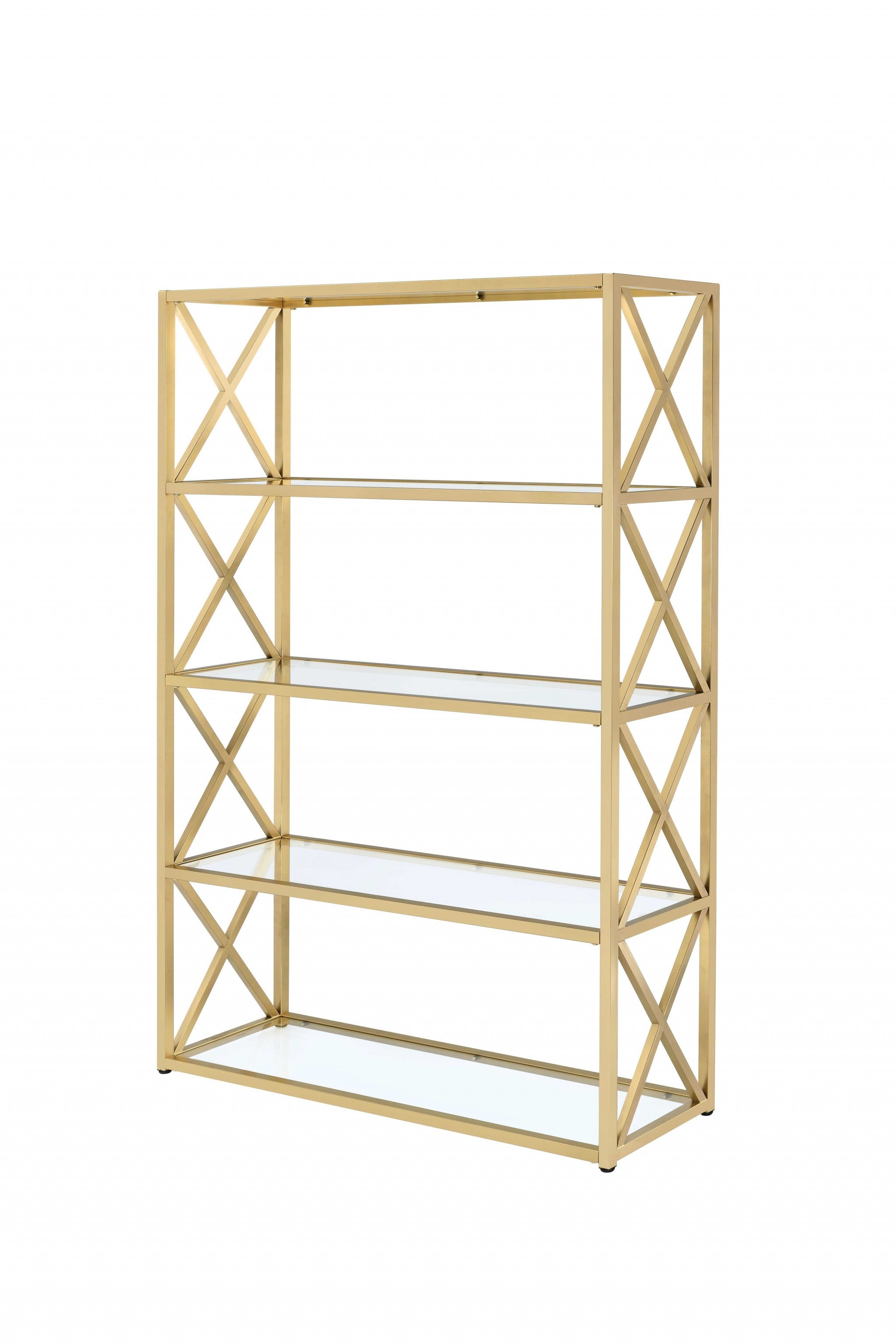 77" Gold Metal Five Tier Etagere Bookcase