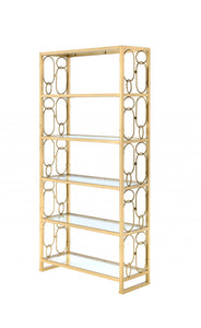 77" Gold Metal Five Tier Etagere Bookcase