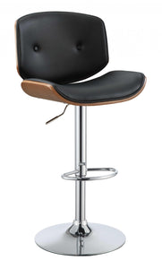 Contemporary Black And Walnut Adjustable Stool