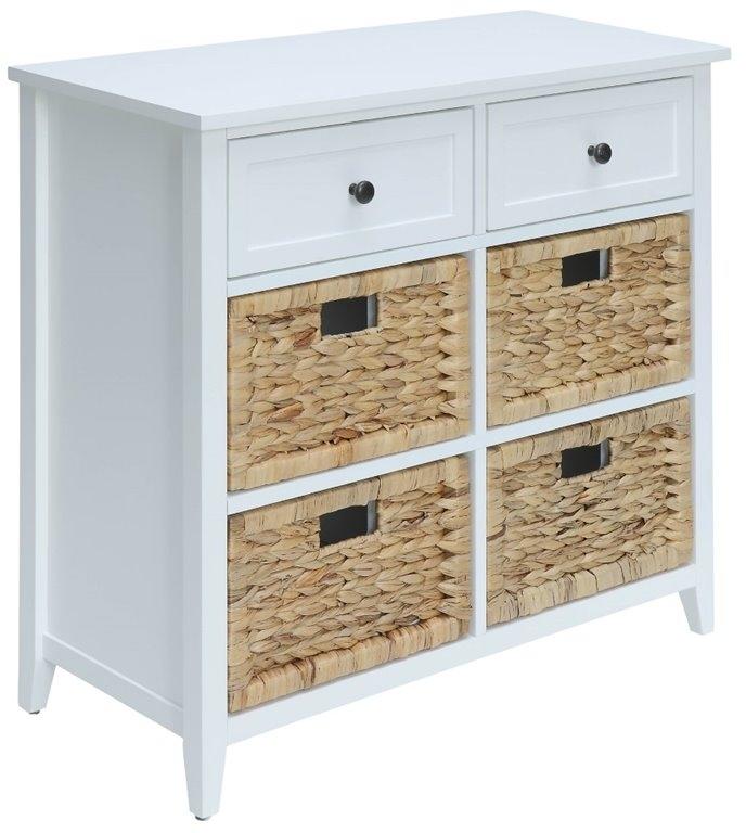 30' X 13' X 28' White Wood Veneer 6 Drawers Accent Chest