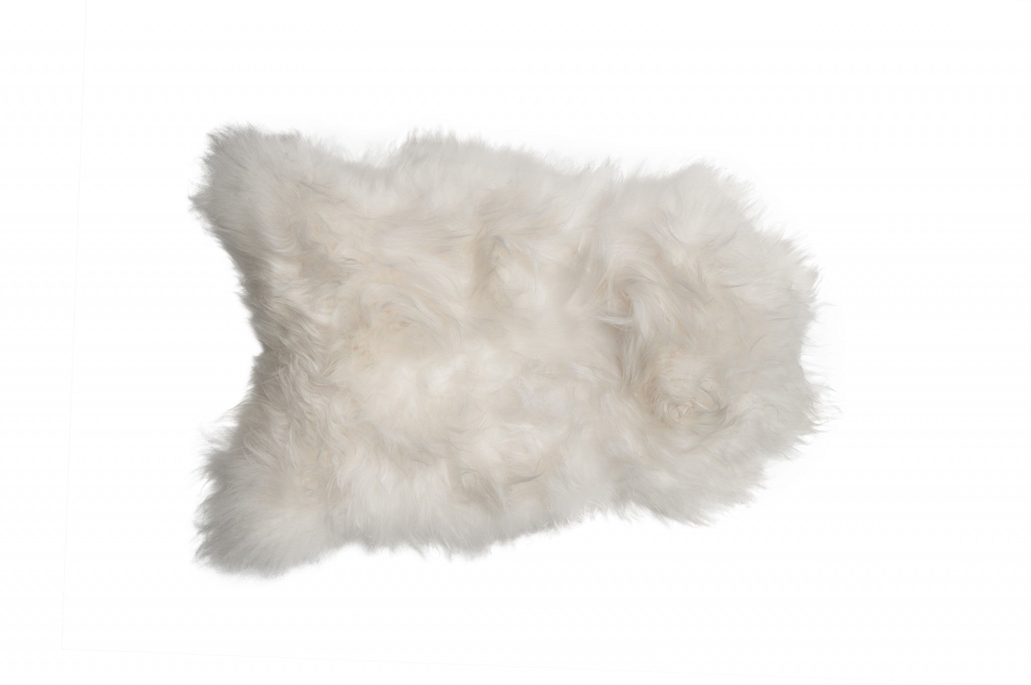 2' X 3' White Natural Wool Long-Haired Sheepskin Area Rug