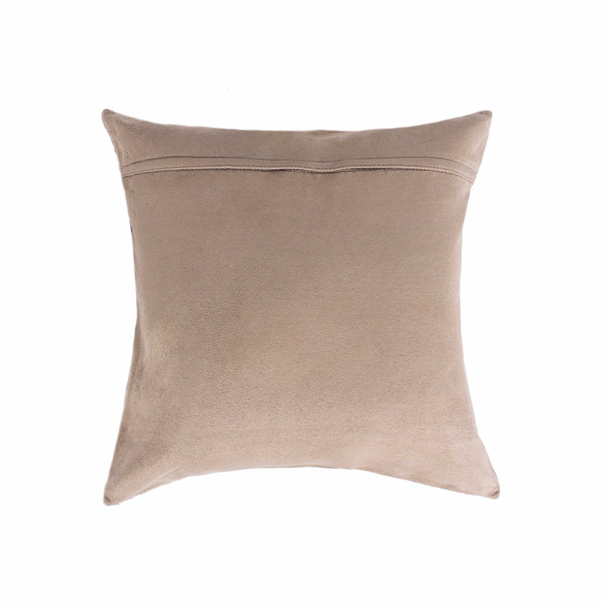 18" X 18" X 5" Brown And White Cowhide  Pillow