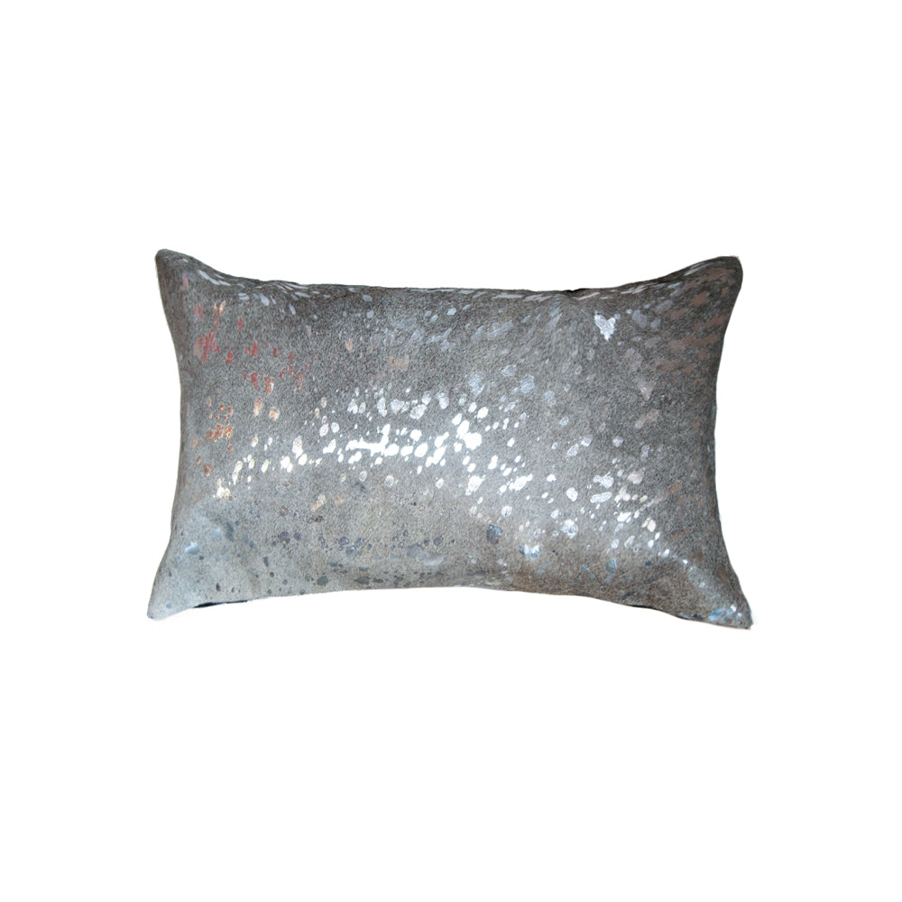 12 X 20 Gray Animal Print Cowhide Throw Pillow - 99fab 