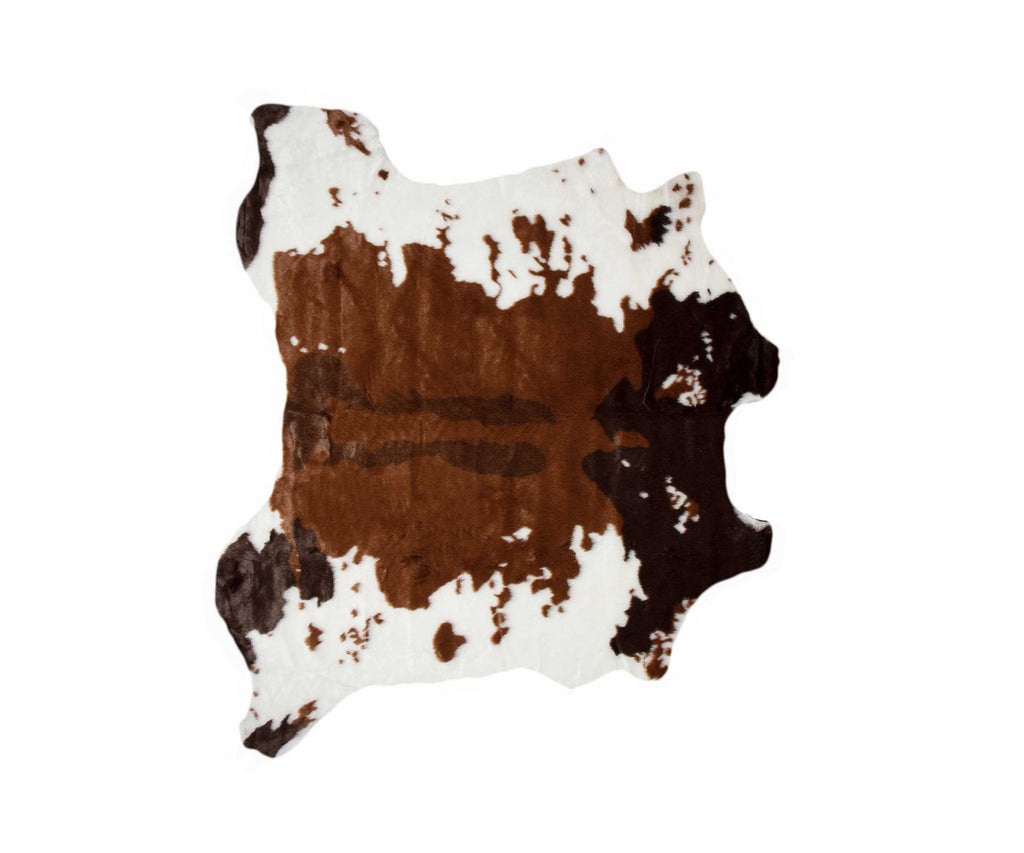 4' X 5' Faux Cow Hide Brown And White Area Rug - 99fab 