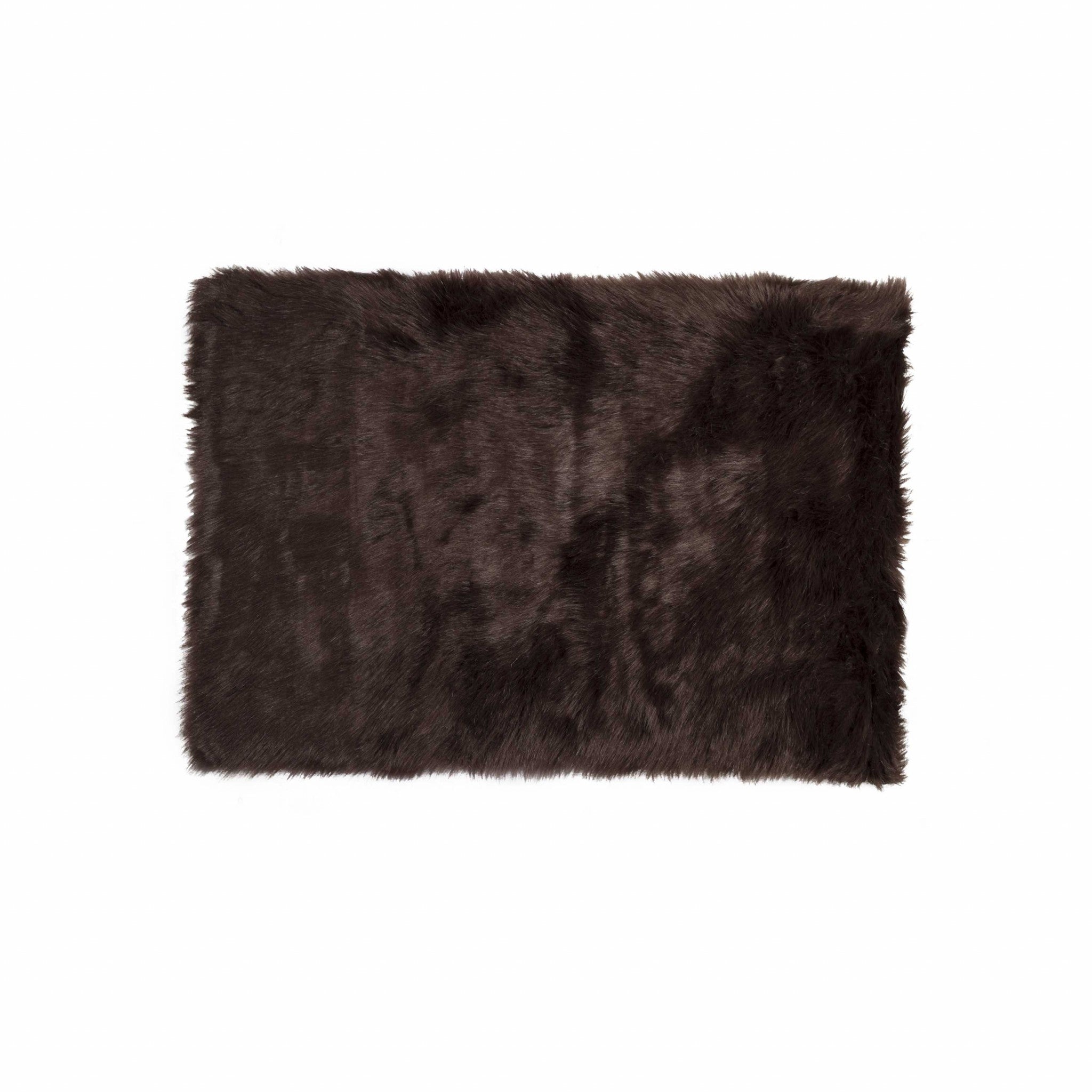 2' X 3' Chocolate Faux Fur Animal Print Area Rug