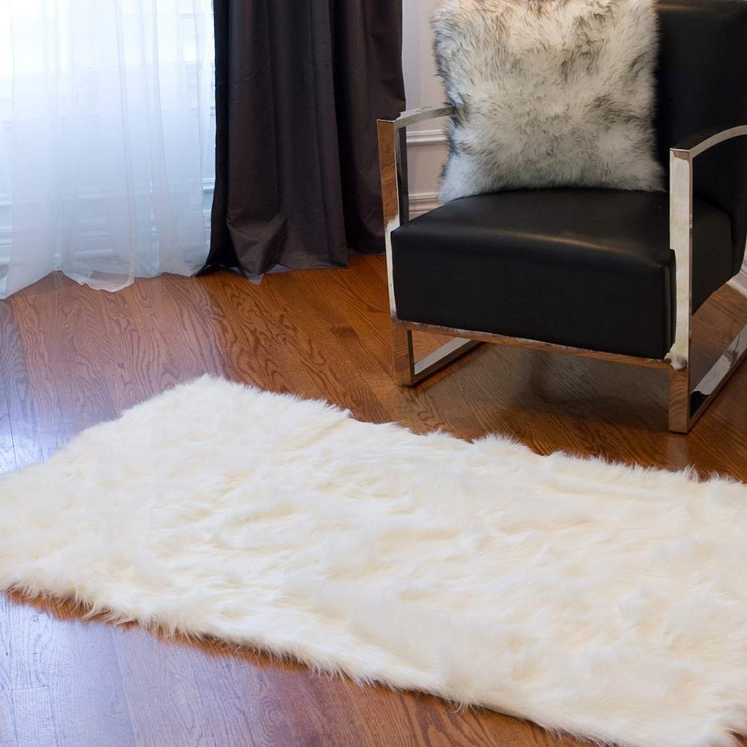 60" X 36" Off White Rectangular Faux Fur - Area Rug