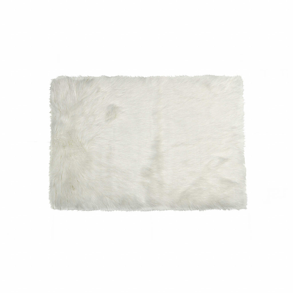 5' X 8' Off White Faux Fur Rectangular Area Rug - 99fab 