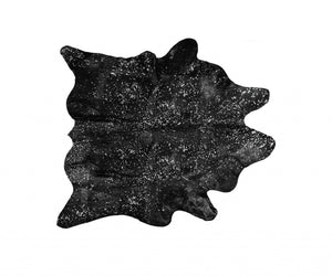 Black And Silver Cowhide Animal Print Area Rug