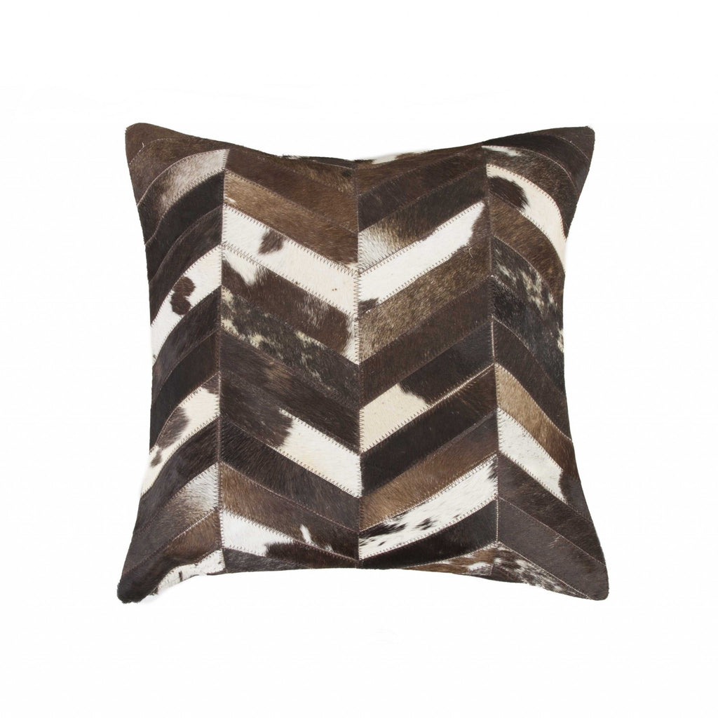 18 X 18 Brown Chevron Cowhide Throw Pillow - 99fab 