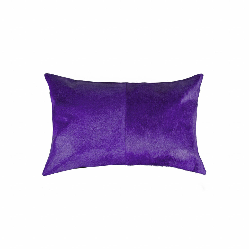 Hand Stitched Purple Natural Cowhide Decorative Lumbar Pillow - 99fab 