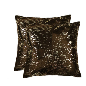 18" X 18" X 5" Gold And Chocolate Quattro  Pillow 2 Pack