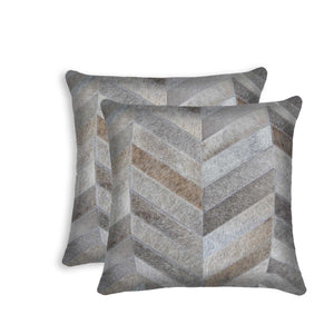 18 X 18 Gray Cowhide Throw Pillow