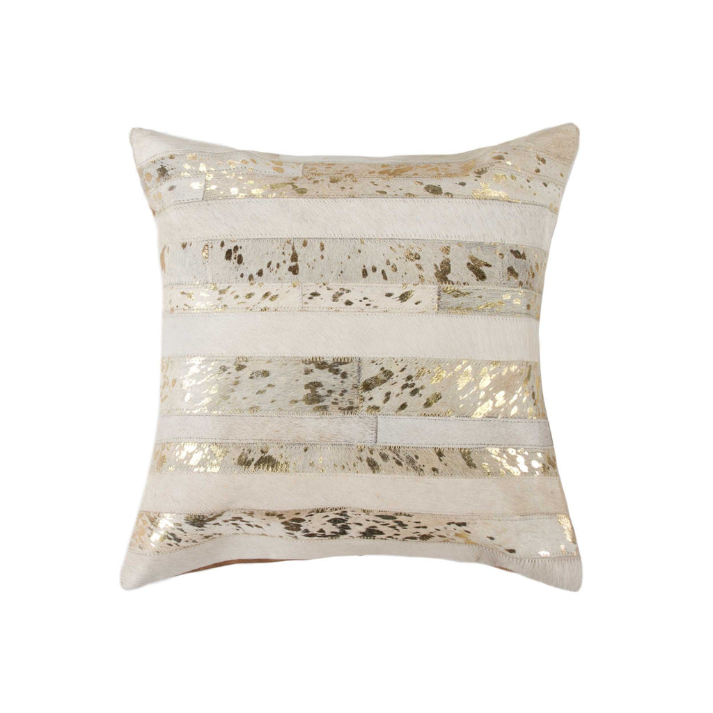 18 X 18 Beige Cowhide Throw Pillow - 99fab 