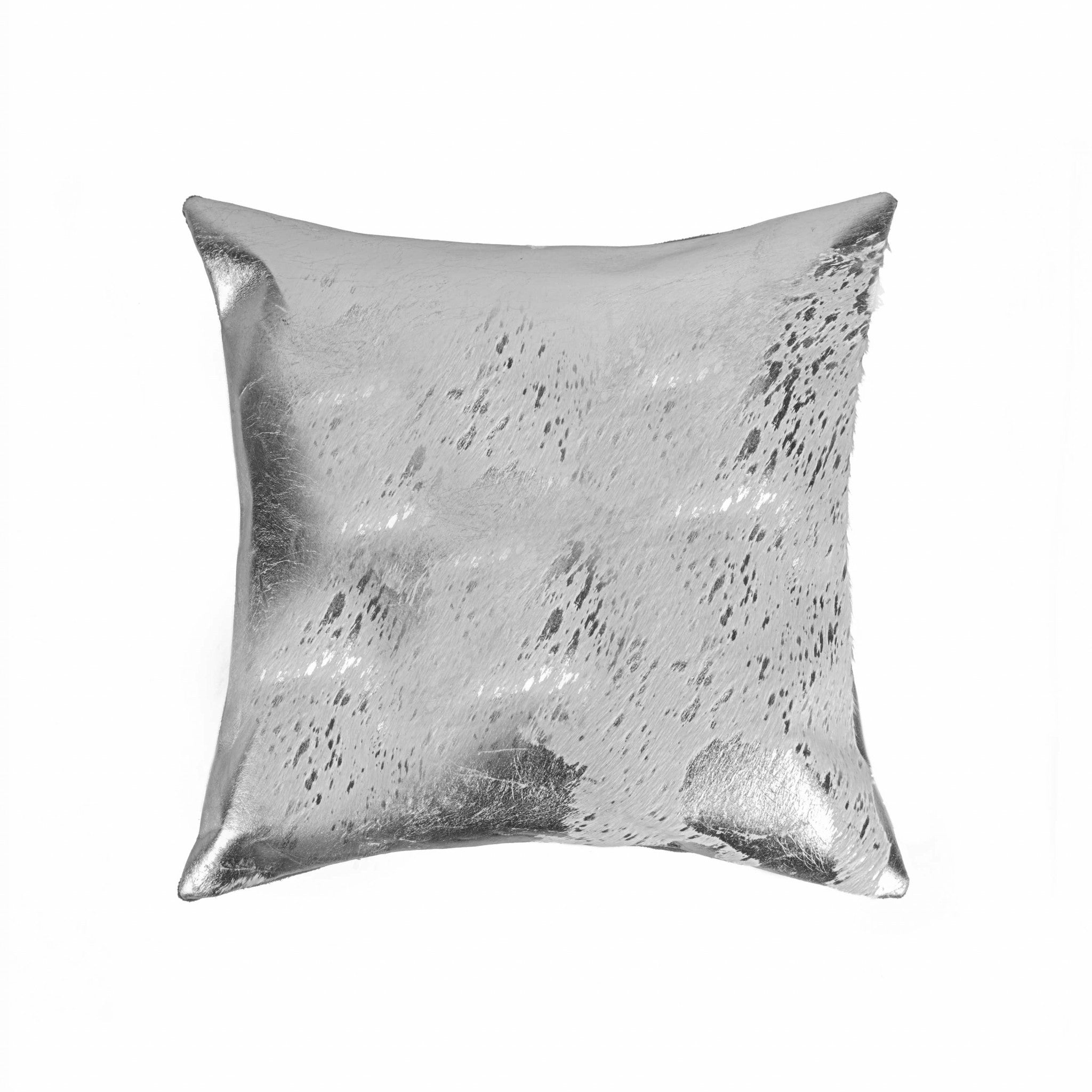 18 X 18 Silver Animal Print Cowhide Throw Pillow