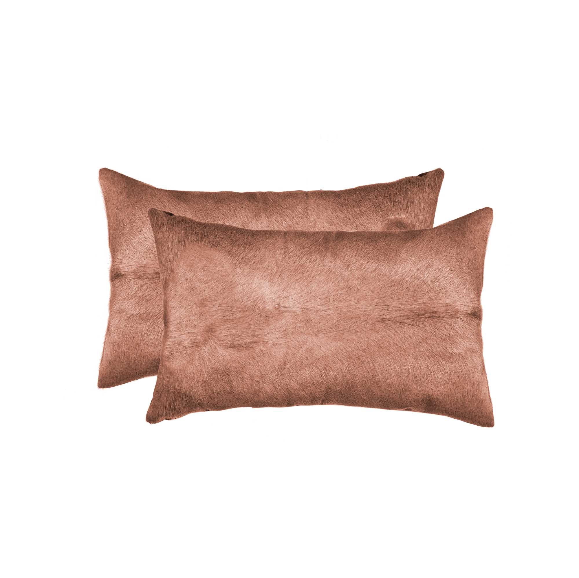 12" X 20" X 5" Brown Cowhide  Pillow 2 Pack