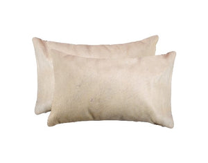 12" X 20" X 5" Tan Cowhide  Pillow 2 Pack